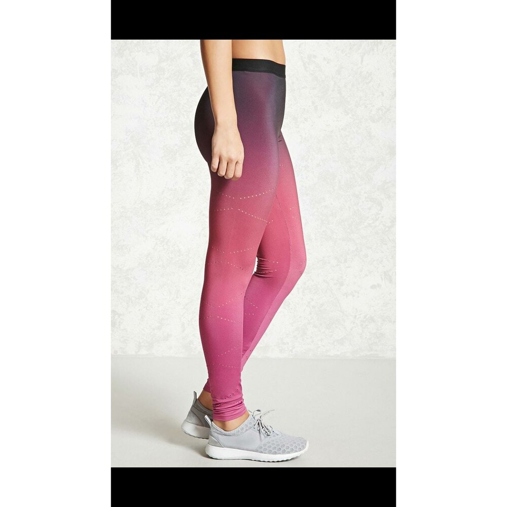 Pink black ombre perforated leggings medium